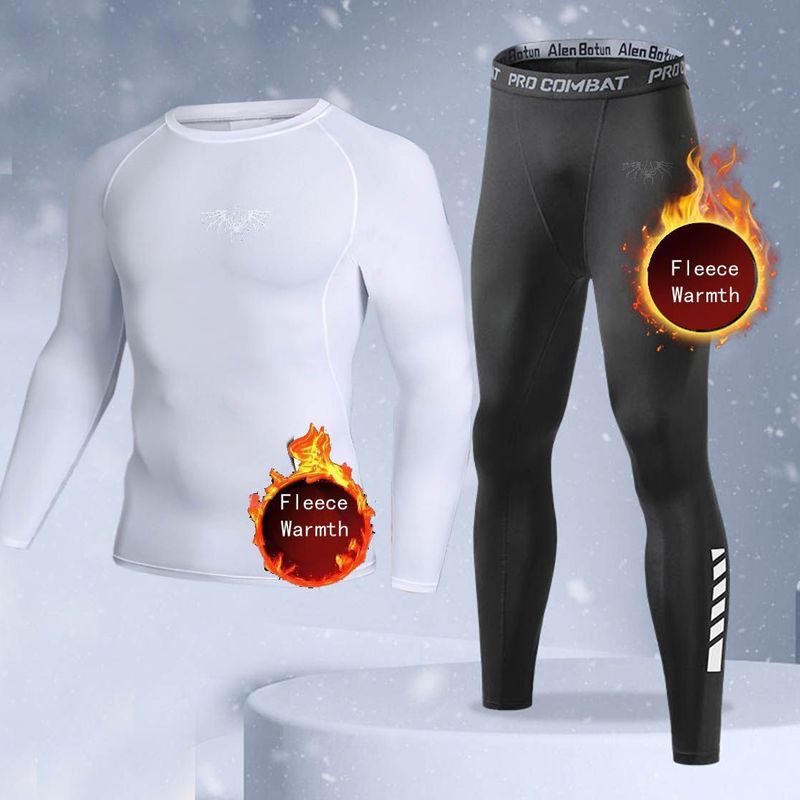 新作2ピース冬用保温メンズ下着セット フリースサーマルアンダ - Thermal Long John のレビューと価格