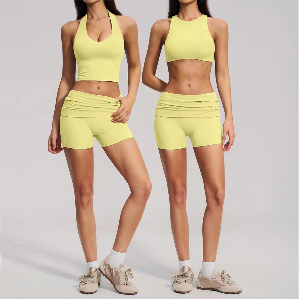 2ピースヨガスーツ 女性用アスレチックウェア ジムウェア ホ - Compression Shorts Athletes のレビューと価格