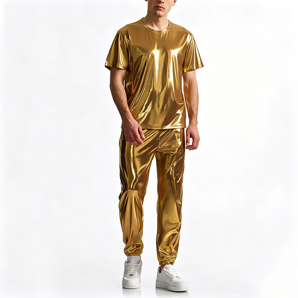 光沢のあるステージパフォーマンス半袖タイトフィットTシャツと - T Shirt Tight Fit のレビューと価格